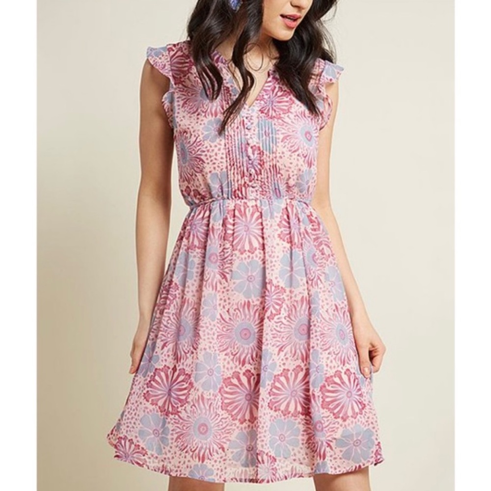 ModCloth Expert in Your Zeal A-Line Dress in Wildflowers